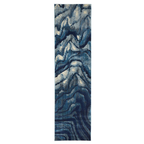 Zone Waves Modern Runner - Indigo - 80x300cm