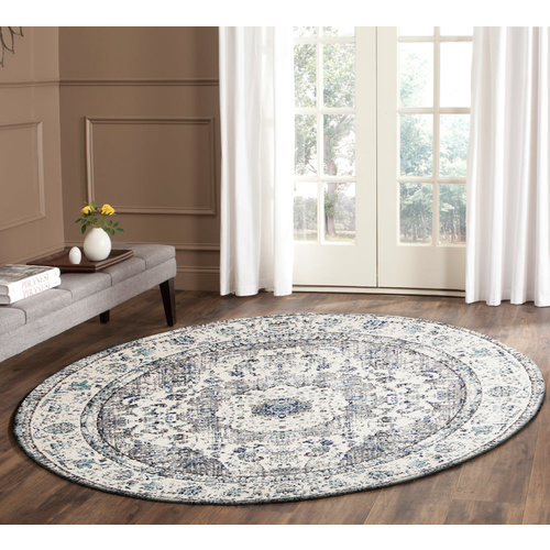 Evolve Mist Transitional Round Rug - White - 150x150cm