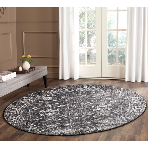 Evolve Estella Transitional Round Rug - Charcoal