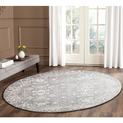 Evolve Pidgeon Transitional Round Rug - Grey