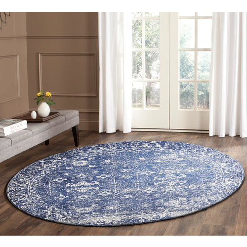 Evolve Oasis Transitional Round Rug - Navy - 150x150cm