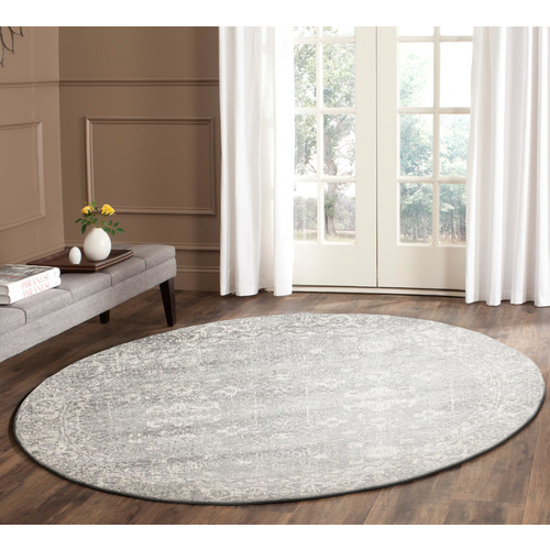 Evolve Shine Transitional Round Rug - Silver - 200x200cm