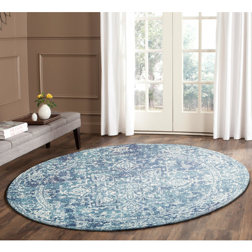 Evolve Muse Transitional Round Rug - Blue -150x150cm