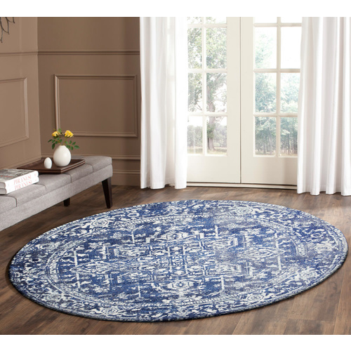 Evolve Contrast Transitional Round Rug - Navy - 200x200cm