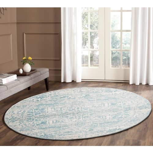 Evolve Glacier Transitional Round Rug - White Blue - 150x150cm