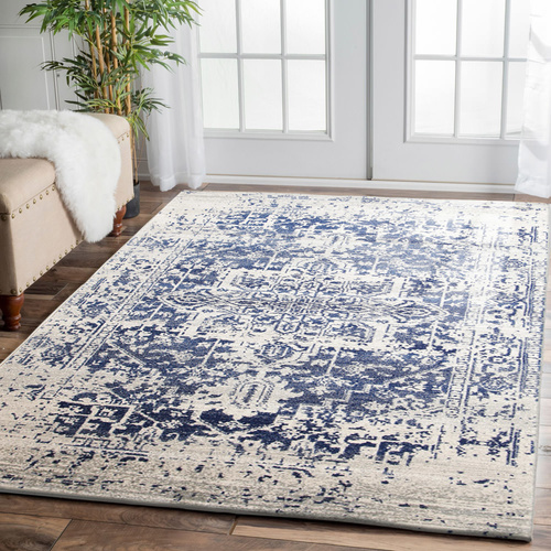 Evolve Horizon Transitional Rug - White Navy - 160x230cm