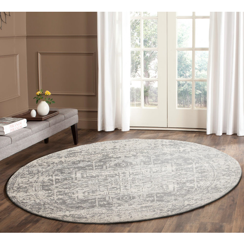 Evolve Dream Transitional Round Rug - White Silver - 150x150cm
