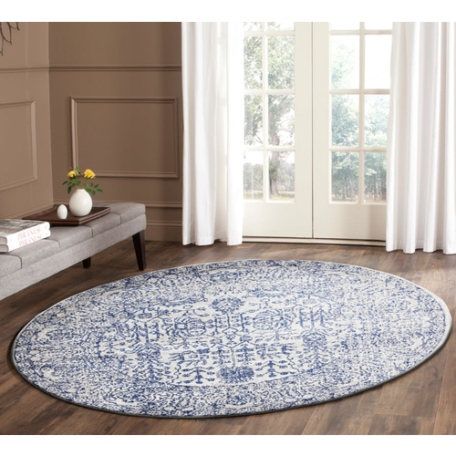 Evolve Frost Transitional Round Rug - Blue - 150x150cm