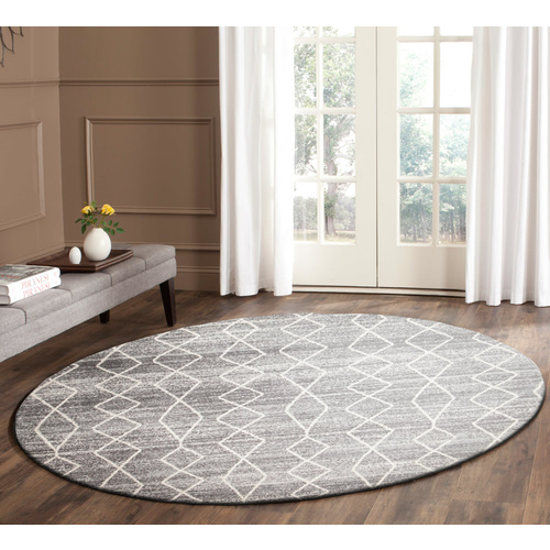 Evolve Remy Transitional Round Rug - Silver - 240x240cm