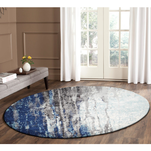 Evolve Transpose Transitional Round Rug - Blue - 150x150cm