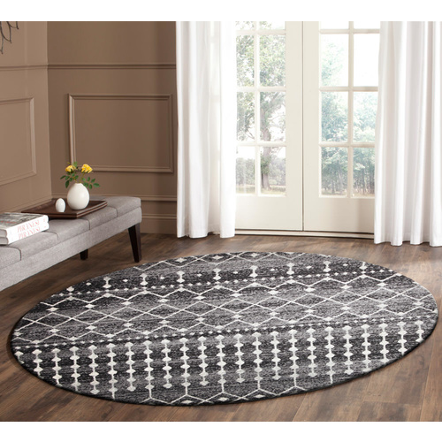 Evolve Simplicity Transitional Round Rug - Black - 200x200cm