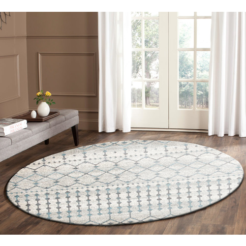 Evolve Slate Transitional Round Rug - White