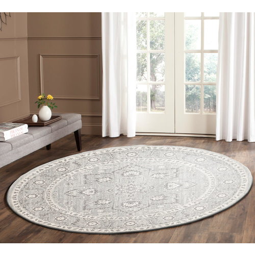 Evolve Flower Transitional Round Rug - Silver - 150x150cm