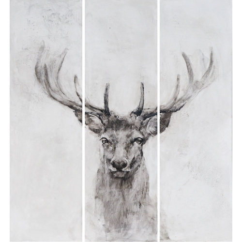 3 Pcs. Stag Deer Hand Painted Wall Art - 45x150cm