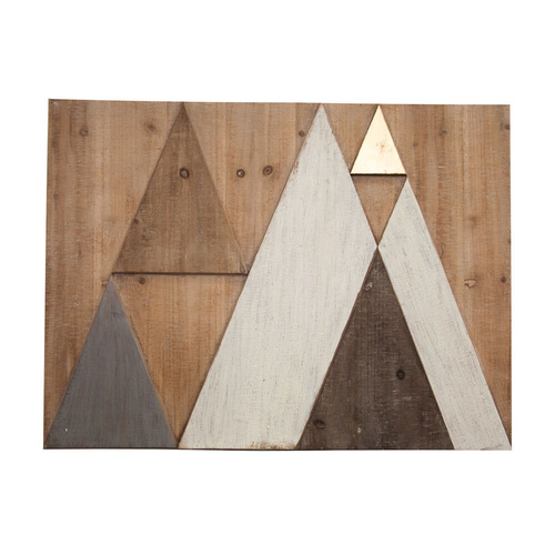 Abstract Mountains Triangle Multi Tonal Panel Wall Art Decor - Pinewood - 80x60cm