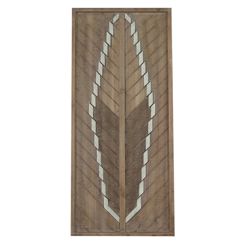 Arrow Feather Detail Large Frame Wall Tribal Art Decor - Pinewood - 41x91cm