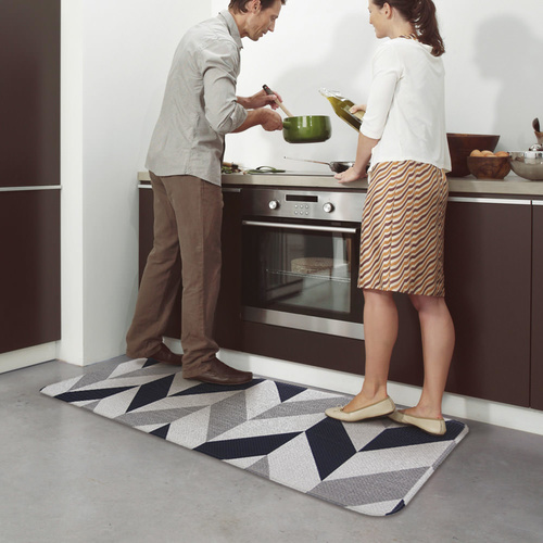 Kitchen Mats:120x44cm Herringbone Navy