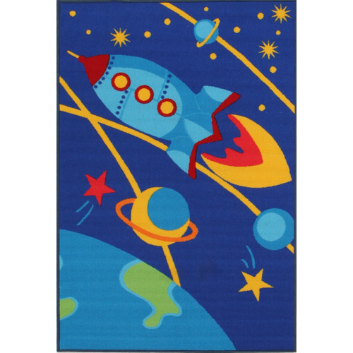Cirque Kids Non Slip Outer Space Rug - Blue - 100x150cm
