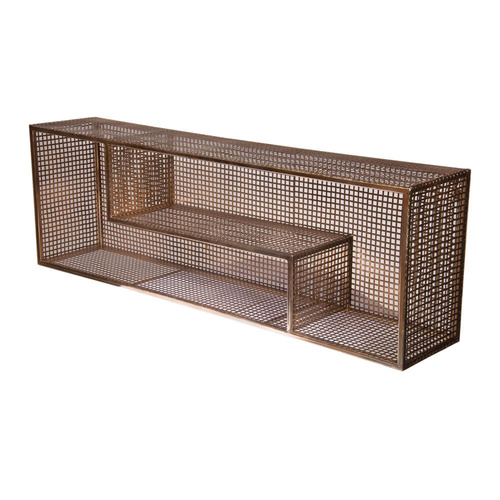 Luxe Wall Mounted Shelf - Iron Mesh, Brass