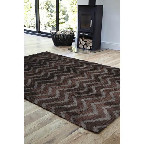 Morro Chevron Rug - Brown Grey - 160x230cm