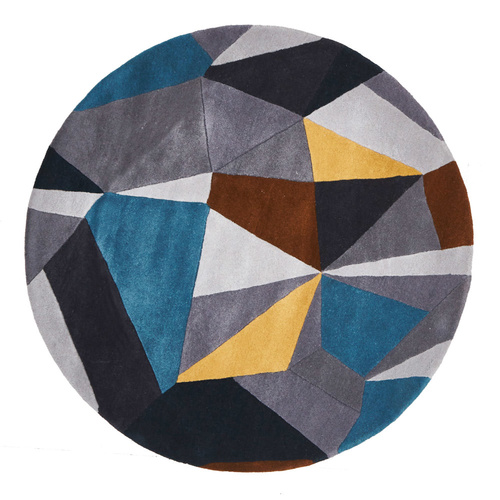 Zavier Safari Wool Round Rug - Yellow Grey - 120x120cm
