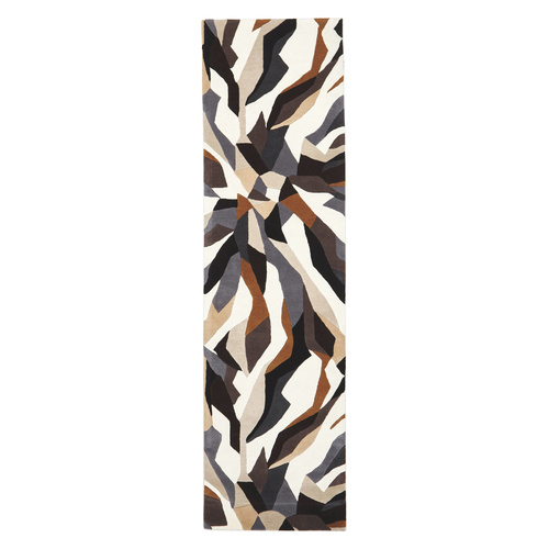 Zavier Crossroads Wool Runner - Brown White Grey - 80x300cm