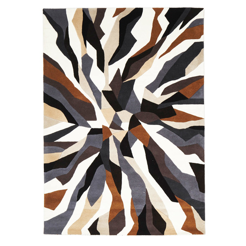 Zavier Crossroads Wool Rug - Brown White Grey