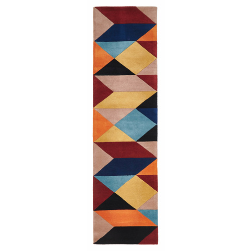Zavier Sunset Wool Runner - Rust Blue Navy - 80x300cm