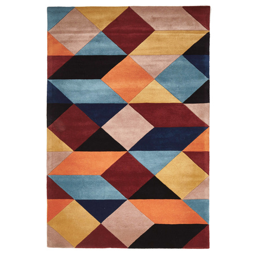Zavier Sunset Wool Rug - Rust Blue Navy