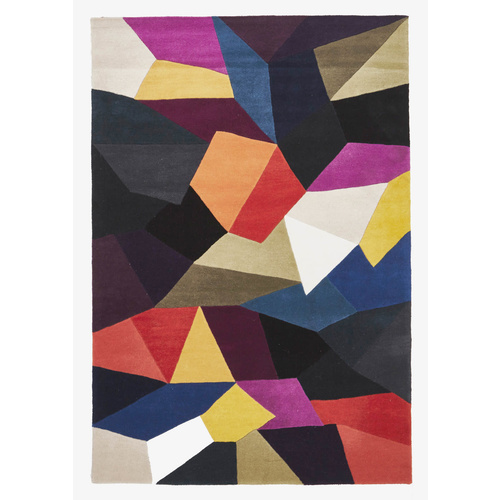 Zavier Eclectic Wool Rug - Blue Rust Purple - 155x225cm