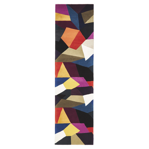 Zavier Eclectic Wool Runner - Blue Rust Purple - 80x300cm