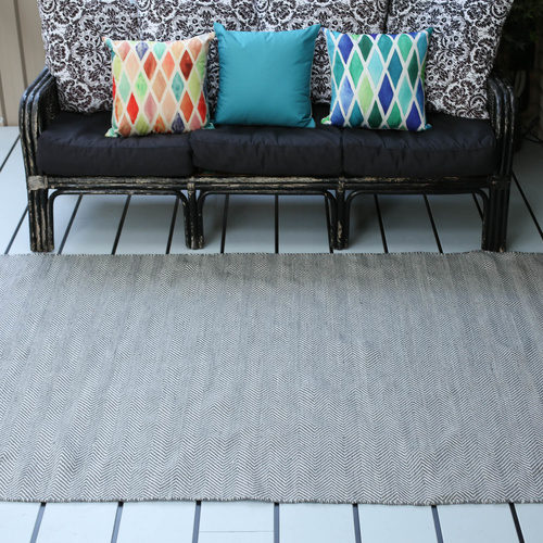 PET Rugs:120x180cm Herringbone Ash Grey