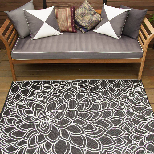 Plastic Rugs:120x179cm Eden Black & White