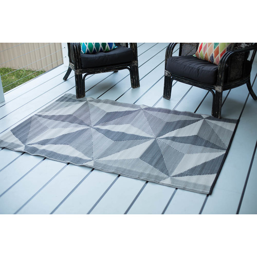 Plastic Rugs:120x179cm Geo Star Glacier Grey
