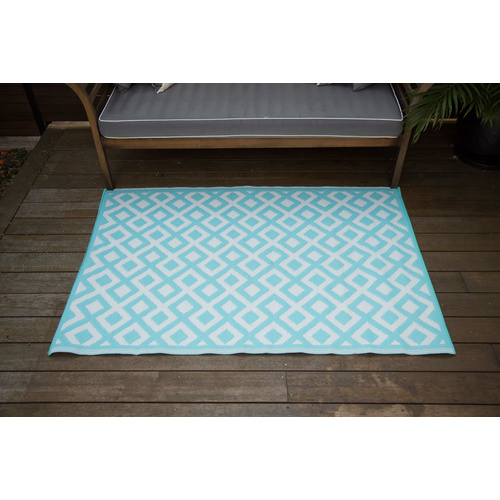 Plastic Rugs:120x179cm Marina Sea Green & White