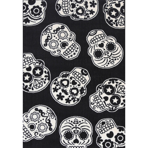 Kids Castle - Sugar Skull Multiple - White and Black - 100x150cm