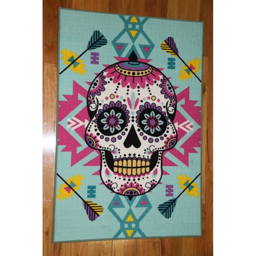 Kids Castle - Sugar Skull - Turqouise and Aqua - 100x150cm