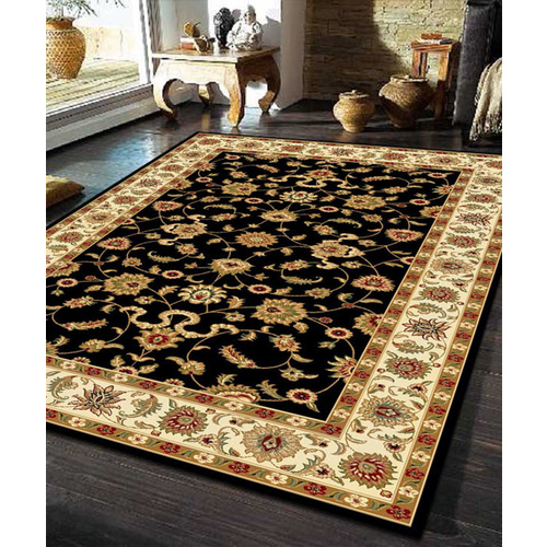 Sydals Ckassic Border Rug - Black with Ivory - 160x230cm