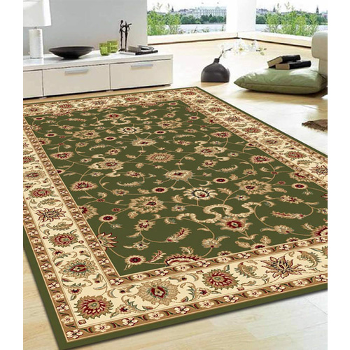 Sydals Classic Border Rug - Green with Ivory - 300x400cm