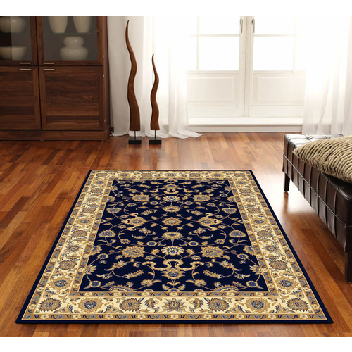 Sydals Classic Border Rug - Blue with Ivory - 160x230cm