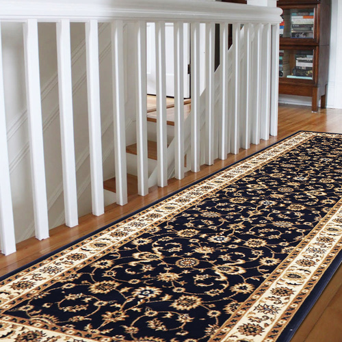 Sydals Classic Border Runner - Blue with Ivory - 80x300cm