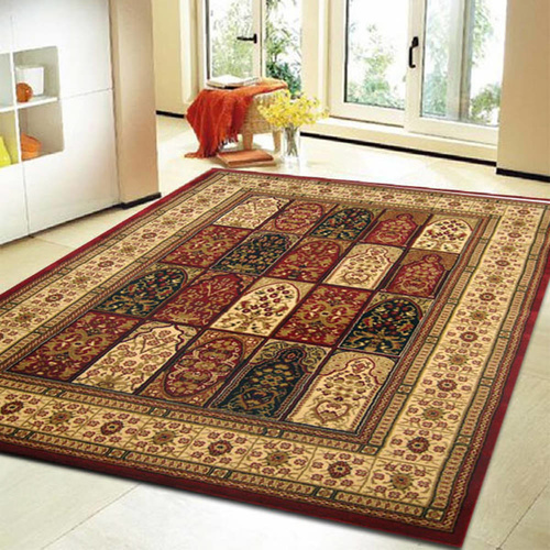 Sydals Traditional Panel Rug - Burgundy Ivory - 160x230cm