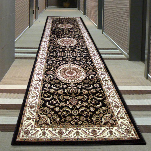 Sydals Medallion Border Runner - Black with Ivory