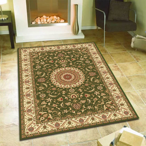 Sydals Medallion Border Rug - Green with Ivory - 200x290cm