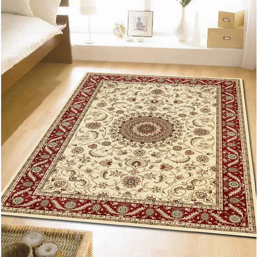 Sydals Medallion Border Rug - Ivory with Burgundy - 160x230cm