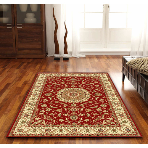 Sydals Medallion Border Rug - Red with Ivory