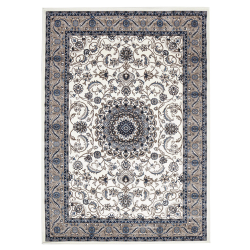 Sydals Medallion Border Rug - White with Beige - 240x330cm
