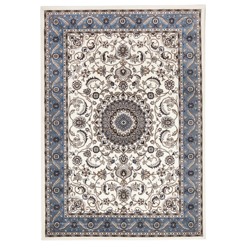 Sydals Medallion Border Rug - White with Blue - 120x170cm