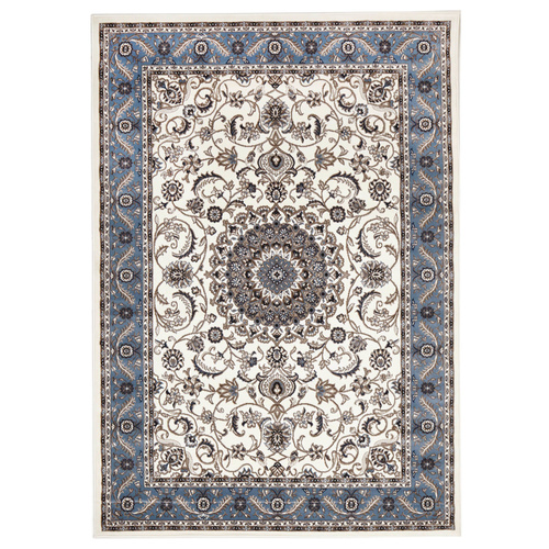 Sydals Medallion Border Rug - White with Blue - 200x290cm