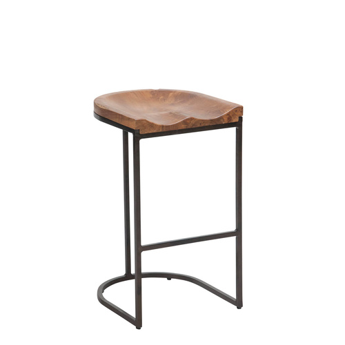 Tropica Stella Counter Moulded Bar Stools - Metal, Teakwood - 65cm